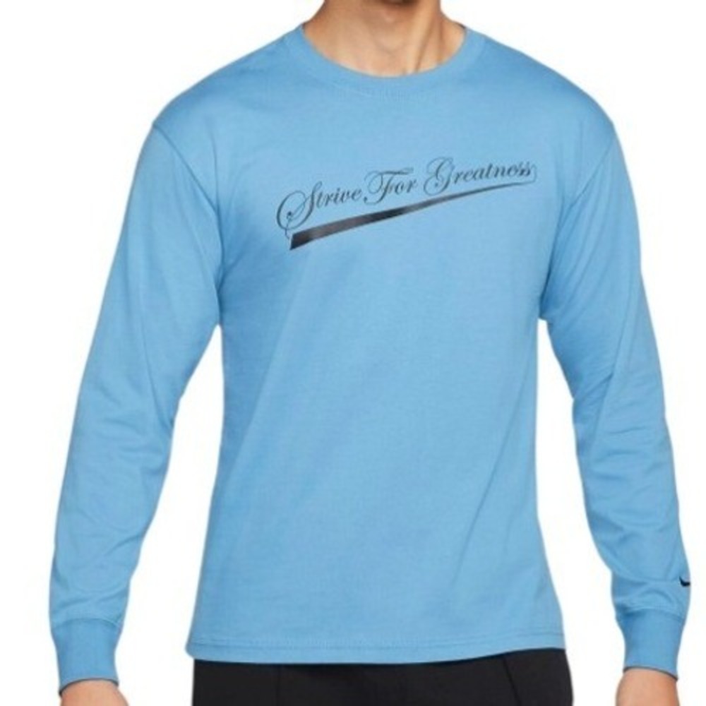 Nike LeBron James Strive For Greatness Long Sleeve T-Shirt Blue Mens Medium